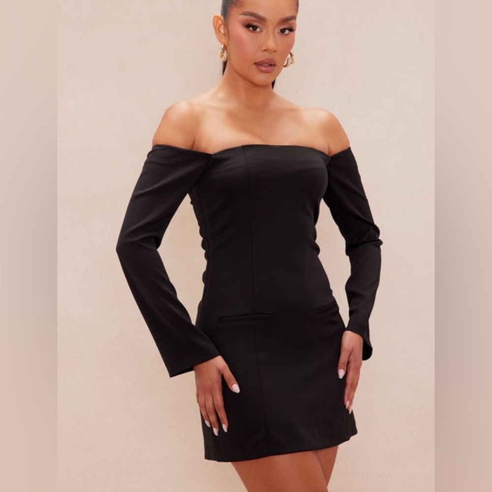 New Fashion Nova Luxe Elegant Black Off-Shoulder Dress Size Large